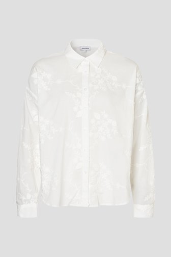 Voorkant van Witte blouse met geborduurde bloemen door More & More voor Dames