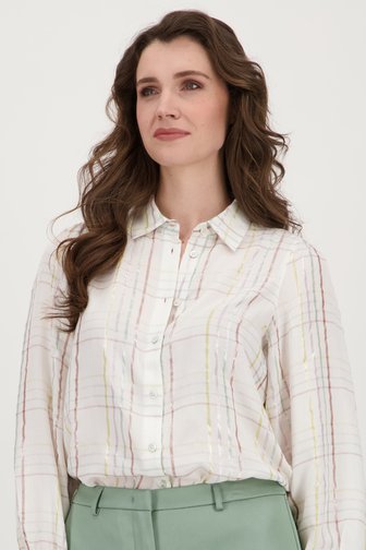 Witte blouse met glanzend geruit patroon van D'Auvry voor Dames
