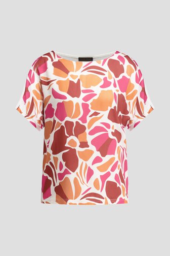 Voorkant van Witte blouse met kleurrijk bloemenmotief door Claude Arielle voor Dames