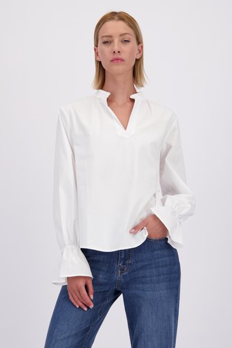 Voorkant van Witte blouse met lange mouwen door More & More voor Dames