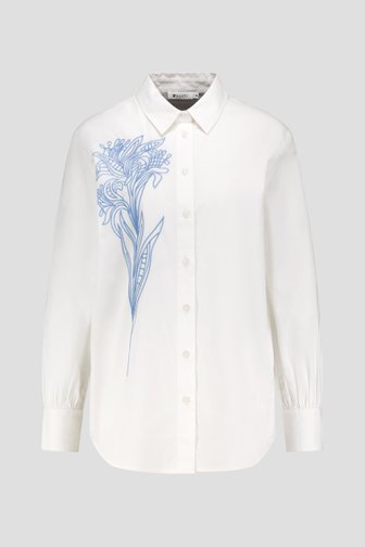 Voorkant van Witte blouse met lichtblauw detail door D'Auvry voor Dames