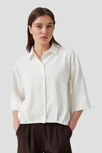 Voorkant van Witte blouse met plooitjes  door Opus voor Dames