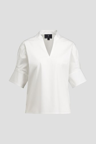 Voorkant van Witte blouse met V-hals en pofmouwen door AC by Annelien Coorevits voor Dames