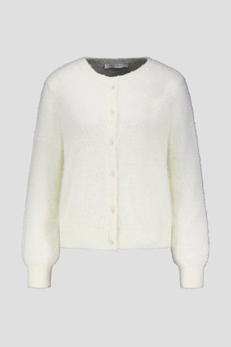 Voorkant van Witte cardigan in faux-furstof door Liberty Island voor Dames