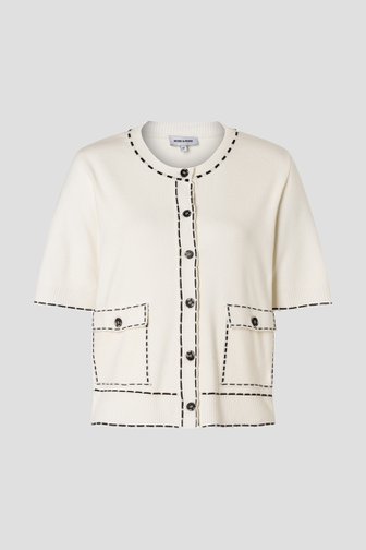 Productfoto 1 van Witte cardigan met korte mouwen door More & More voor Dames