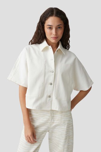 Voorkant van Witte denim blouse door Opus pants voor Dames