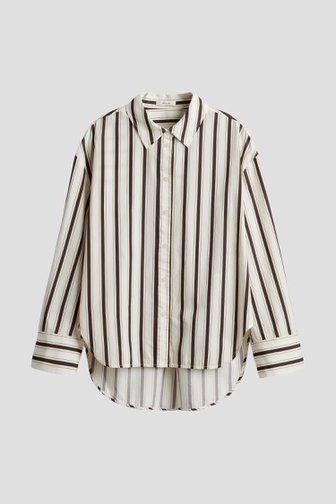 Voorkant van Witte gestreepte blouse met lange mouwen door Opus voor Dames