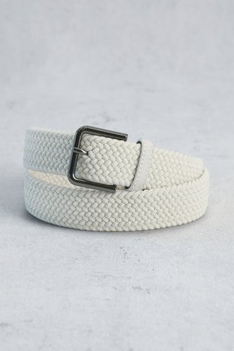Achterkant van Witte gevlochten riem met zilveren gesp door Dansaert Golf Club voor Dames