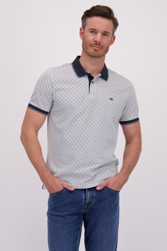 Voorkant van Witte polo met blauwe print door Dansaert Blue voor Heren