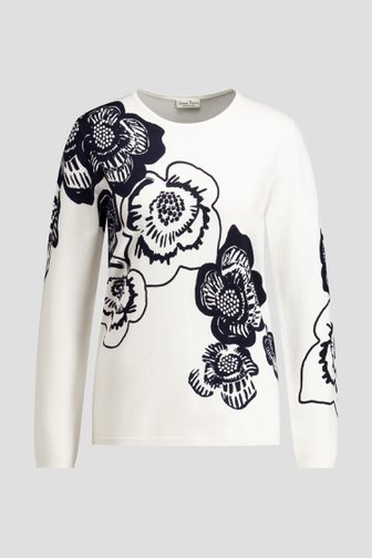 Productfoto 1 van Witte trui met donkerblauwe bloemenprint door Barbara Lebek voor Dames