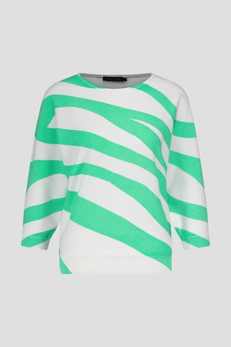 Witte trui met groen gestreept motief van Claude Arielle voor Dames