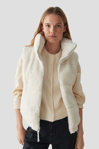 Voorkant van Witte waterafstotende bodywarmer - omkeerbaar door Opus voor Dames