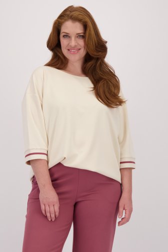Voorkant van Zachte amandelwitte trui met 3/4 mouwen door Yest Curve voor Dames