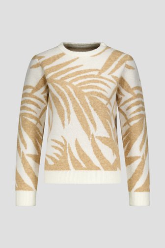 Zachte ecru trui met beige bladerprint van Liberty Loving nature voor Dames