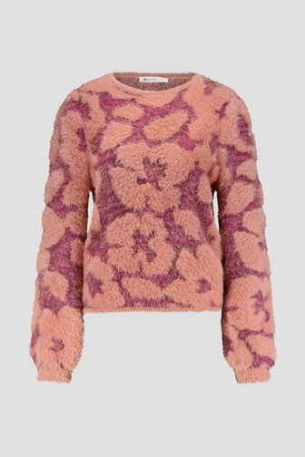 Zachte roze trui met bloemenmotief van D'Auvry voor Dames
