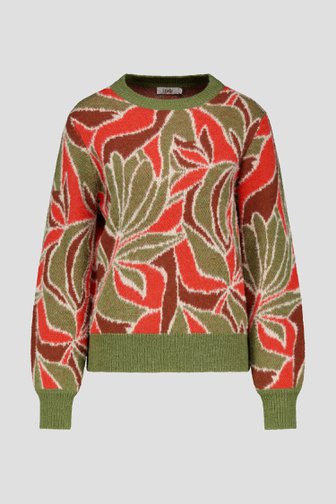 Zachte trui met rood-groene print van Libelle voor Dames