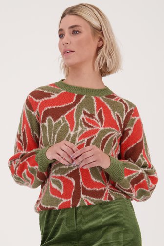 Libelle Zachte trui met rood-groene print