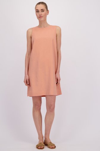 Voorkant van Zalmroze linnen kleedje door Liberty Island voor Dames