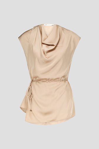 Zandbeige blouse met satin look van D'Auvry voor Dames