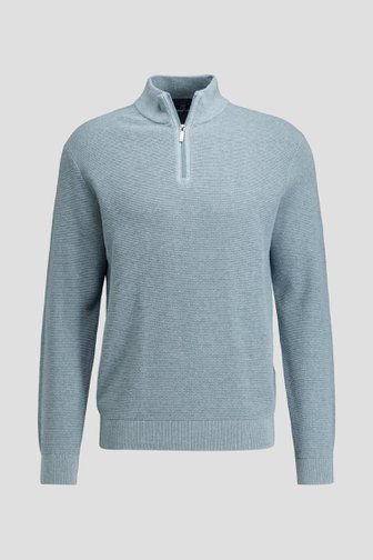 Productfoto 1 van Zeegroene gebreide trui met ritskraag door Dansaert Blue voor Heren