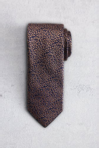 Liberty Island Zijde navy das met bloemenmotief