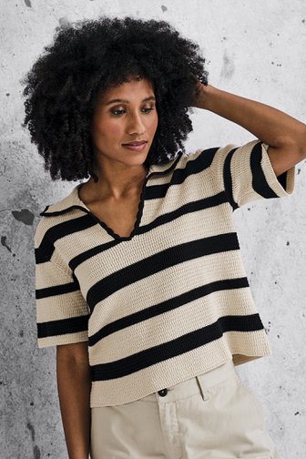 Zwart-beige gebreid truitje van Opus voor Dames