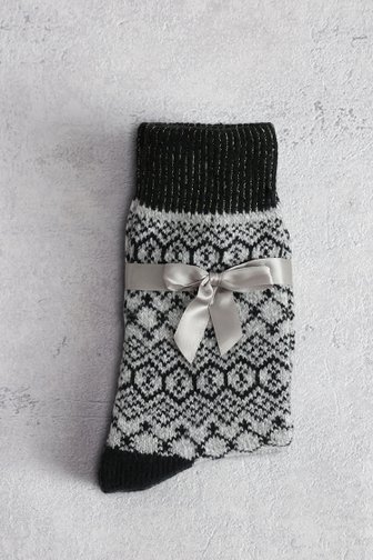 Voorkant van Zwart - grijze gebreide sokken - 2 paar door Camano voor Dames