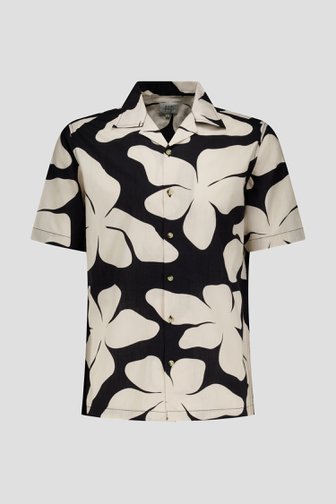 Zwart hemd met lichtbeige print - Regular fit van Casual Five voor Heren