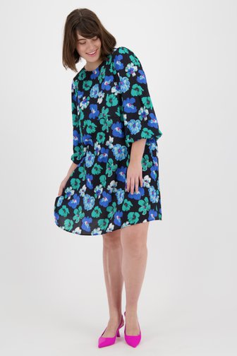 Zwart kleedje met groen-blauwe bloemenprint van Only Carmakoma voor Dames