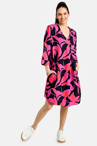 Zwart kleedje met oranje-roze print van Bicalla voor Dames