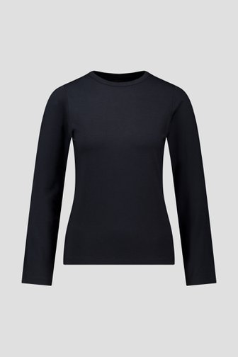 Voorkant van Zwart T-shirt met lange mouwen door Liberty Island voor Dames