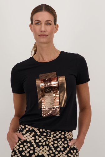 More & More Zwart T-shirt met opdruk