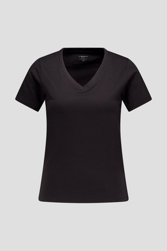 Zwart T-shirt met V- hals van Liberty Island voor Dames