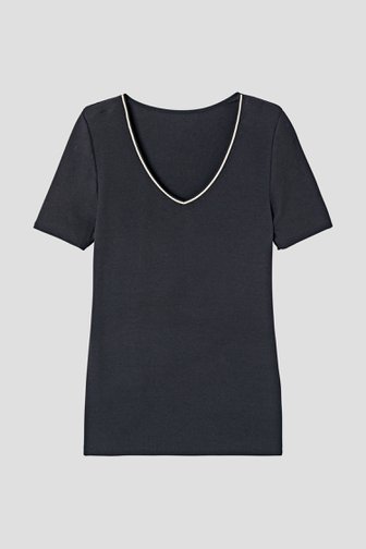 Voorkant van Zwart thermoshirt met korte mouwen door Liberty Island voor Dames