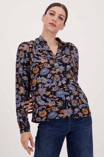 Zwarte blouse met fijne bloemenprint van More & More voor Dames