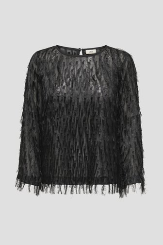 Voorkant van Zwarte blouse met franjes door JDY voor Dames