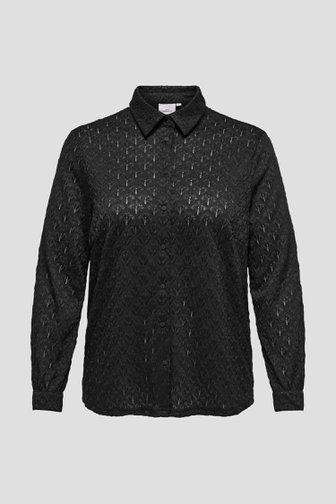 Voorkant van Zwarte blouse met kantlook door ONLY Carmakoma voor Dames