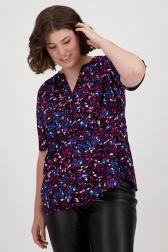 Zwarte blouse met paars-roze print van Only Carmakoma voor Dames