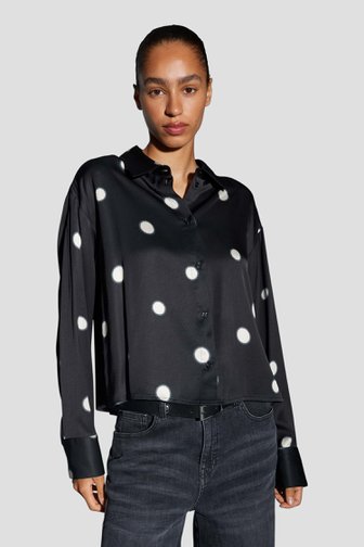 Voorkant van Zwarte blouse met stippenprint door Opus voor Dames