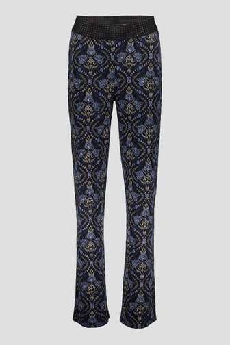 Voorkant van Zwarte broek met blauw-beige motief - Flared fit door Geisha voor Dames