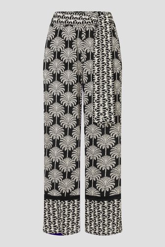Productfoto 1 van Zwarte broek met witte palmboomprint door More & More voor Dames