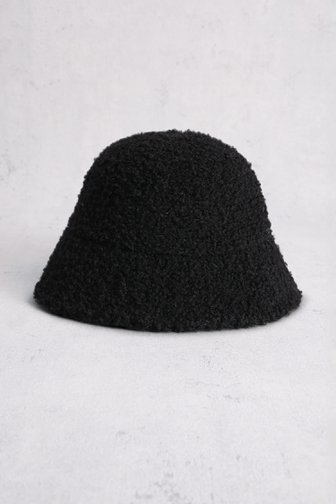 Voorkant van Zwarte bucket hat in teddy door Modeno voor Dames