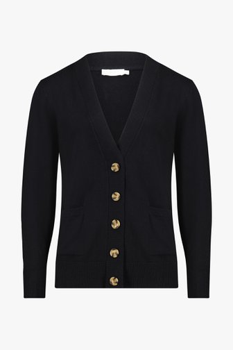 Zwarte cardigan met bruine knopenlijst van Liberty Island voor Dames