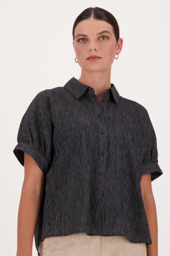 Opus Zwarte, fijn gestreepte blouse