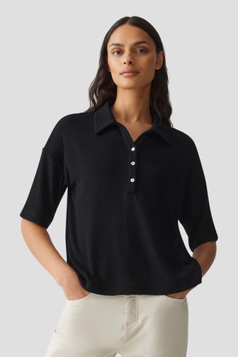 Zwarte gebreide polo van Opus voor Dames
