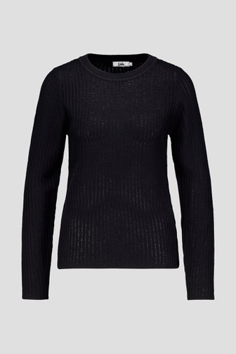 Voorkant van Zwarte geribde trui door Louise voor Dames