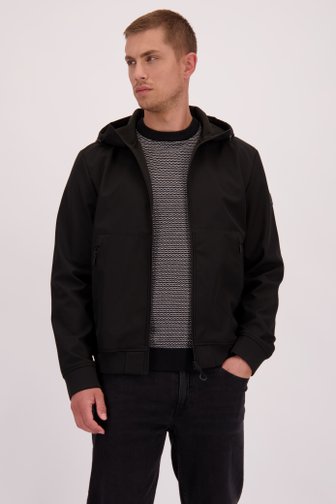 Voorkant van Zwarte gevoerde jas met kap door Only & Sons voor Heren