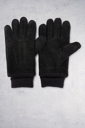Voorkant van Zwarte handschoenen met daim-look accent	 door Liberty Island voor Heren