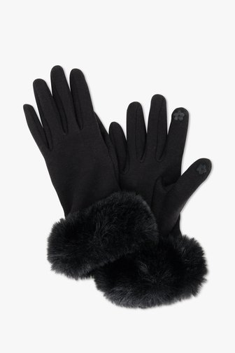 Zwarte handschoenen met faux fur detail van Liberty Island voor Dames