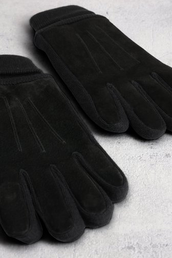 Voorkant van Zwarte handschoenen met suède look door Liberty Island voor Heren